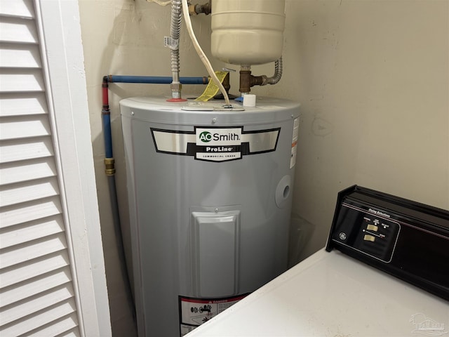 utility room with electric water heater