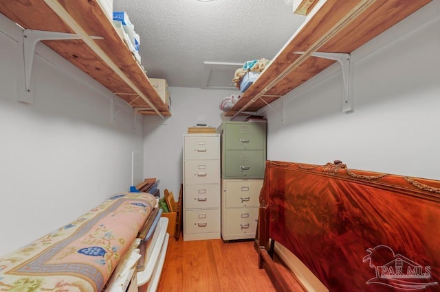 spacious closet with light wood-style flooring