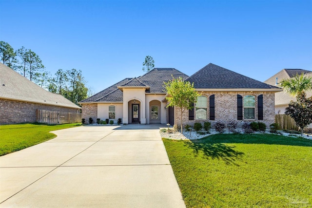 view of front of home with a front yard