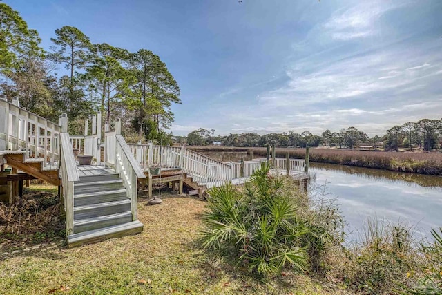 exterior space featuring a water view