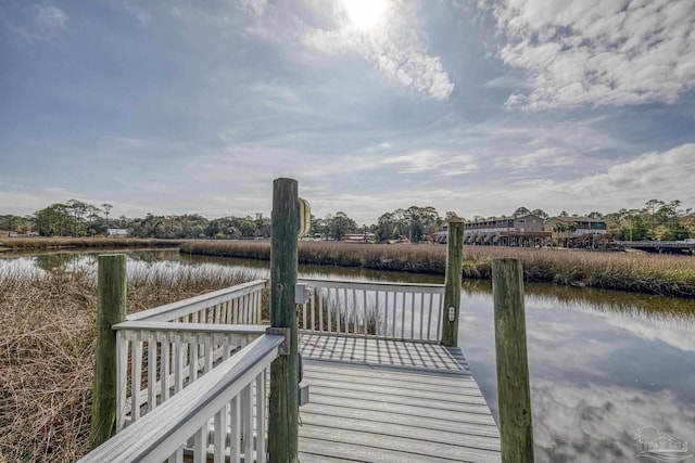 view of dock featuring a water view