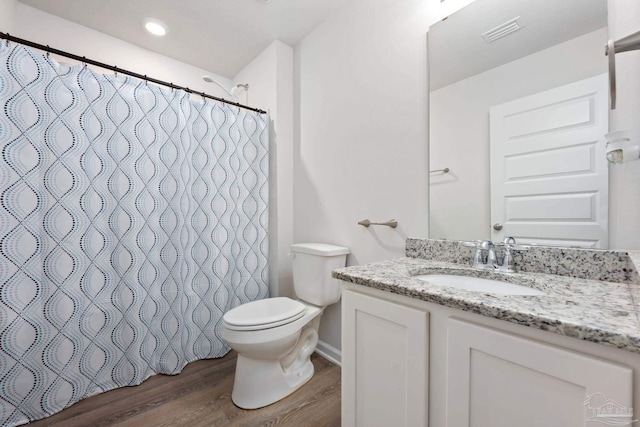 4616 Honor Guard Way, Crestview, FL 32539 - bathroom with vanity, wood finished floors, and a shower with shower curtain