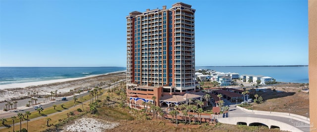 view of water feature featuring a view of the beach