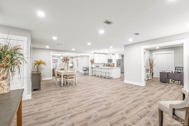 living room featuring light hardwood / wood-style flooring