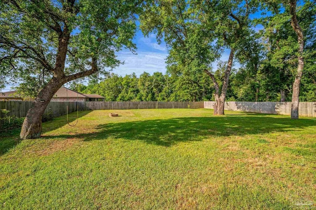 view of yard featuring a fenced backyard