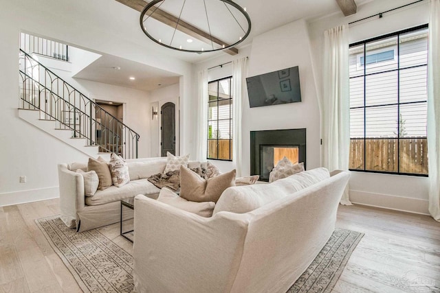 living room with light wood-type flooring