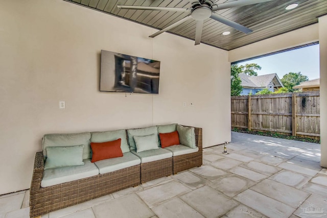 view of patio / terrace featuring ceiling fan