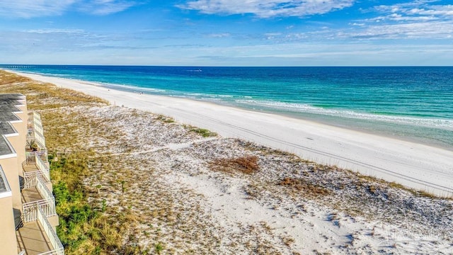 property view of water with a beach view