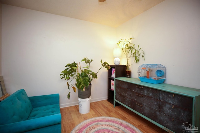 sitting room with wood-type flooring