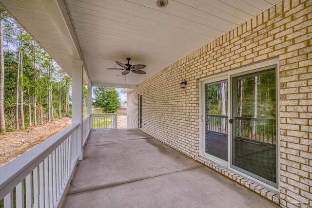 view of patio / terrace featuring ceiling fan