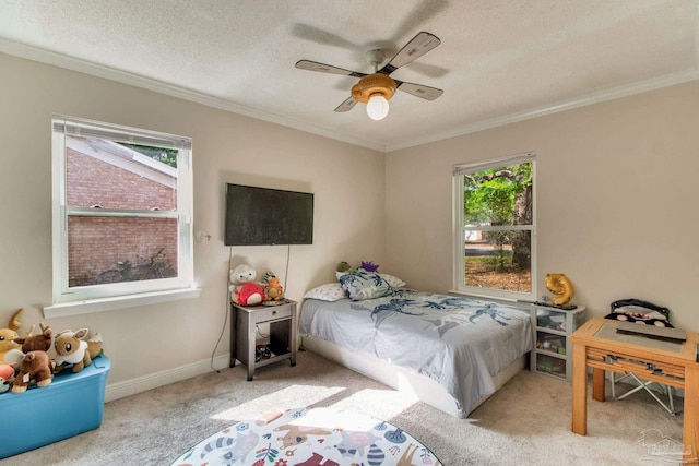 4551 Creighton Rd, Pensacola, FL 32504 - bedroom with ornamental molding, a textured ceiling, and carpet floors