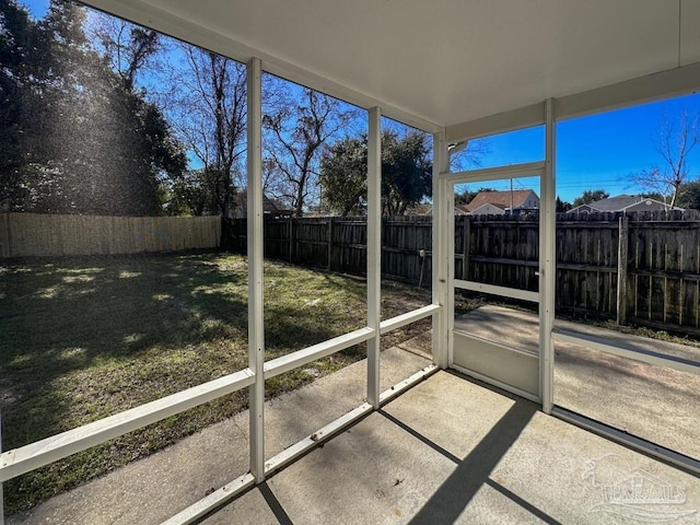 view of unfurnished sunroom