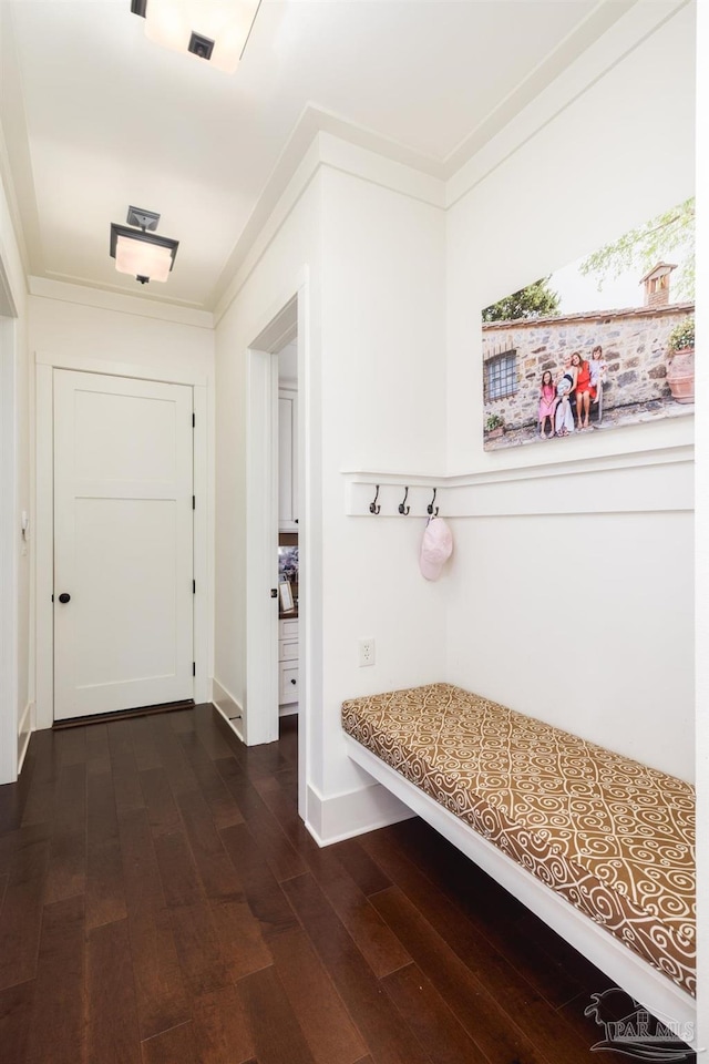 9 N Sunset Blvd, Gulf Breeze, FL 32561 - mudroom with dark wood-style flooring and crown molding