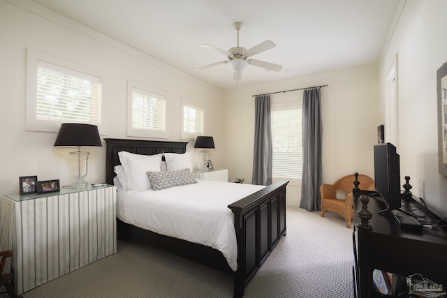 9 N Sunset Blvd, Gulf Breeze, FL 32561 - bedroom featuring light colored carpet, ceiling fan, and crown molding