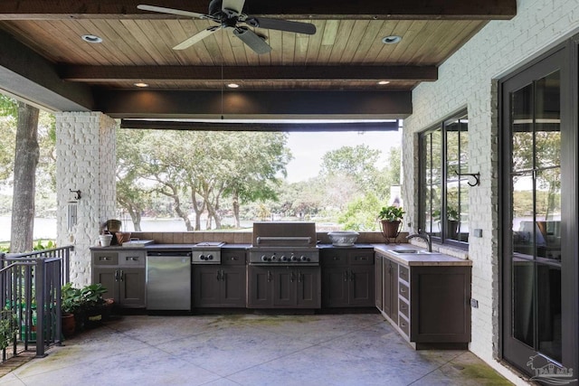 9 N Sunset Blvd, Gulf Breeze, FL 32561 - view of patio with area for grilling and ceiling fan