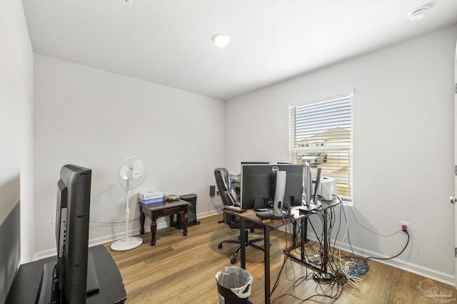 office space featuring hardwood / wood-style flooring