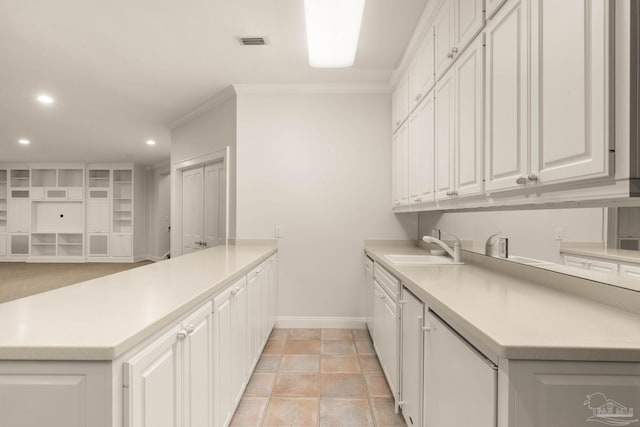 clothes washing area featuring ornamental molding and sink