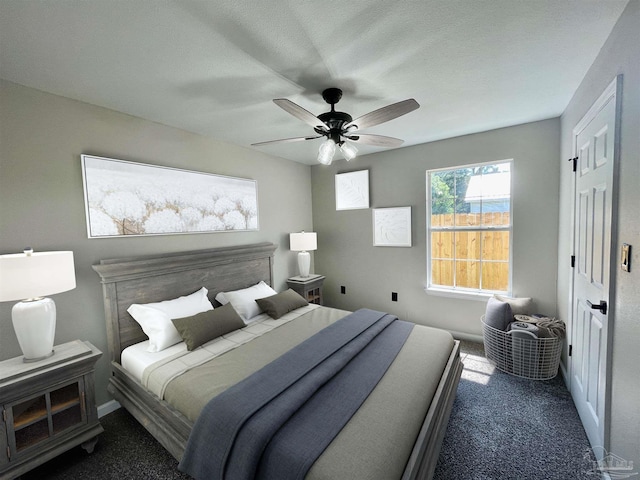 bedroom with carpet and ceiling fan