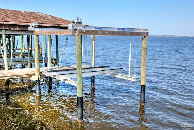 dock area with a water view