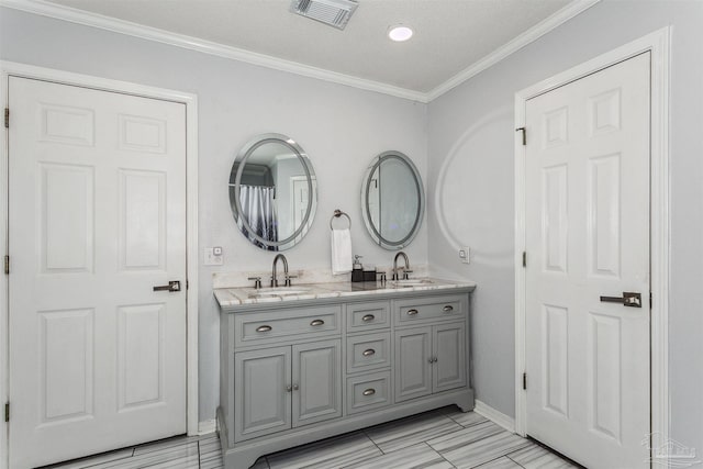 4122 Cobia St, Pensacola, FL 32507 - full bathroom featuring double vanity, crown molding, and baseboards
