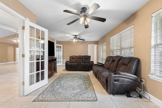 7850 Amethyst Dr, Pensacola, FL 32506 - tiled living area featuring ceiling fan and baseboards