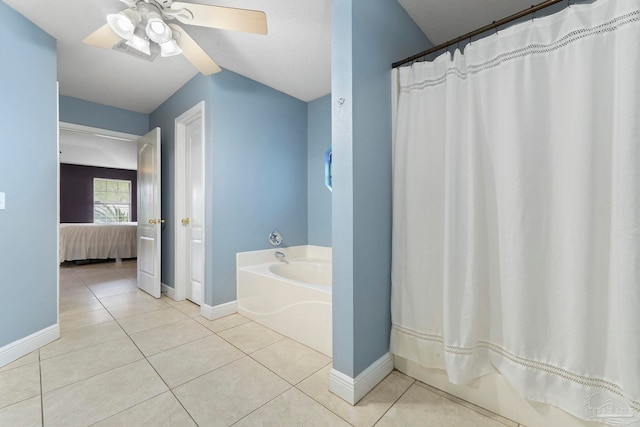 7850 Amethyst Dr, Pensacola, FL 32506 - bathroom featuring a bath, tile patterned flooring, a ceiling fan, and baseboards