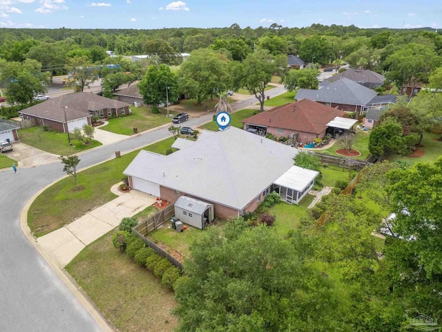 7850 Amethyst Dr, Pensacola, FL 32506 - aerial perspective of suburban area with a heavily wooded area