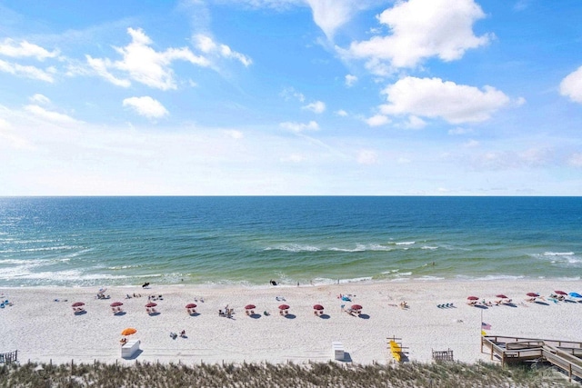 property view of water featuring a view of the beach