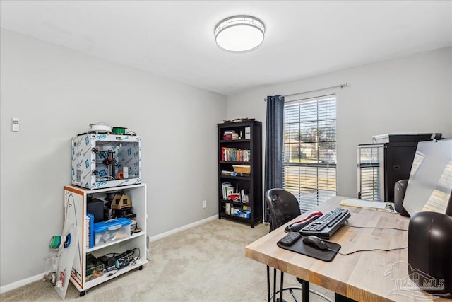 view of carpeted home office