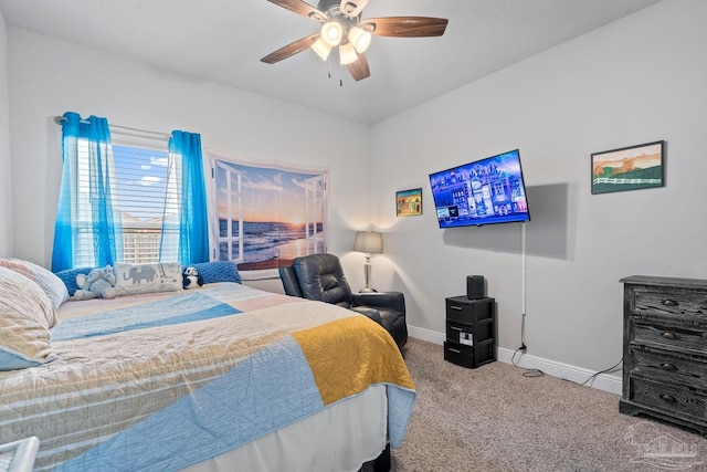 5323 Red Shoulder Rd, Pace, FL 32571 - bedroom with carpet floors, baseboards, and ceiling fan