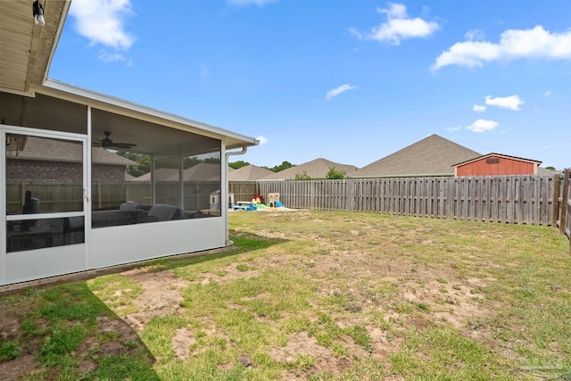 5323 Red Shoulder Rd, Pace, FL 32571 - view of yard with a sunroom and a ceiling fan