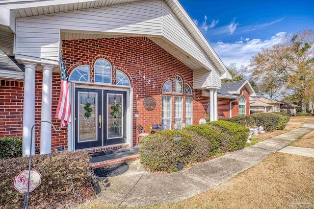 property entrance with french doors