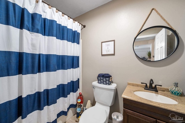 35868 Boykin Blvd, Lillian, AL 36549 - full bath featuring toilet, a shower with curtain, and vanity