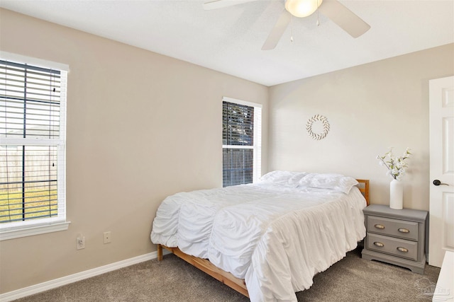 bedroom featuring carpet and ceiling fan