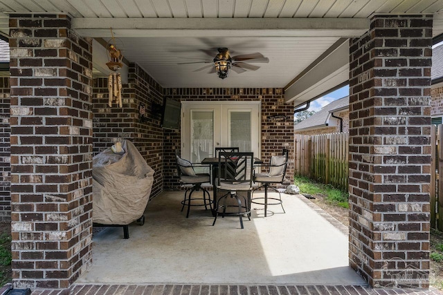 view of patio / terrace with ceiling fan