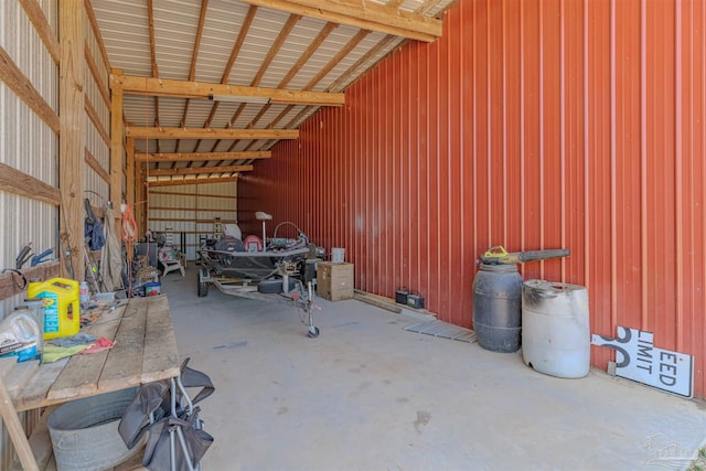 interior space featuring metal wall
