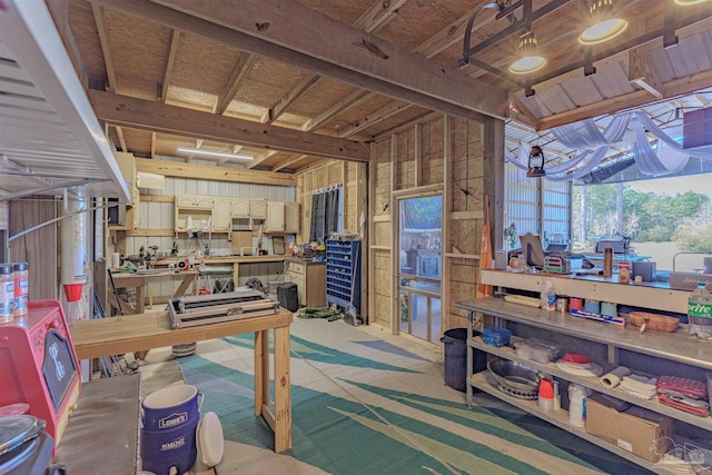 interior space with a workshop area