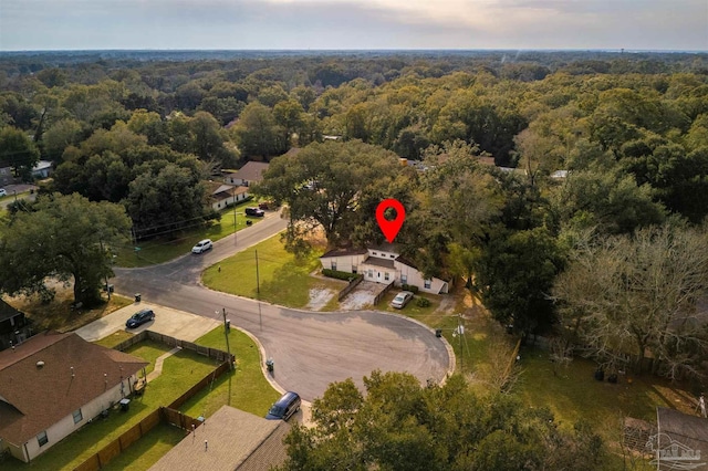 aerial view with a residential view and a forest view