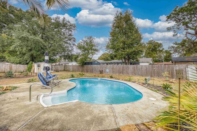 view of swimming pool with a patio