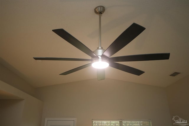 room details featuring visible vents and ceiling fan