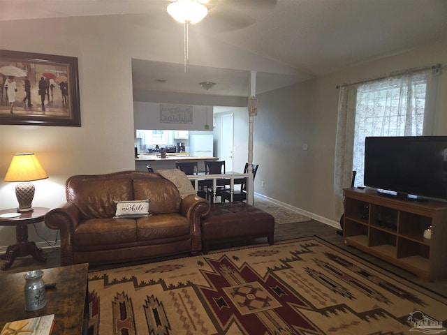 5358 Jenny Cir, Pace, FL 32571 - living area featuring lofted ceiling and ceiling fan
