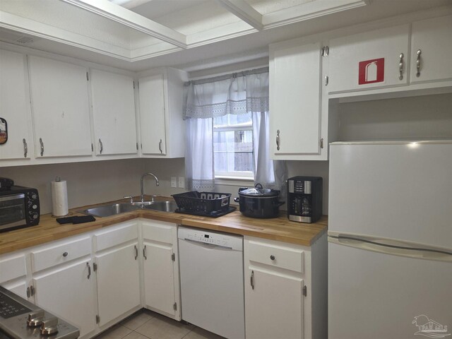 5358 Jenny Cir, Pace, FL 32571 - kitchen featuring white appliances, white cabinets, and light tile patterned flooring