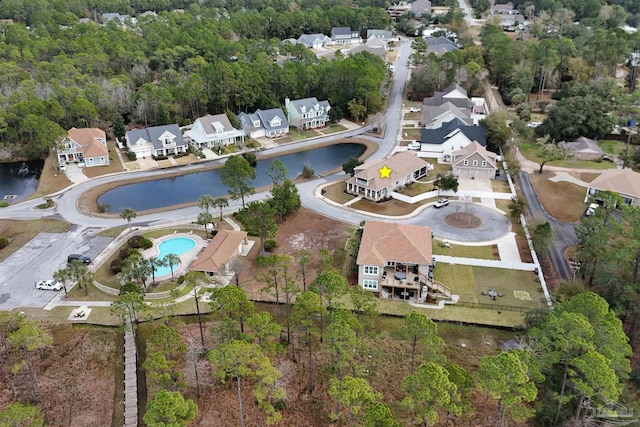 bird's eye view featuring a water view