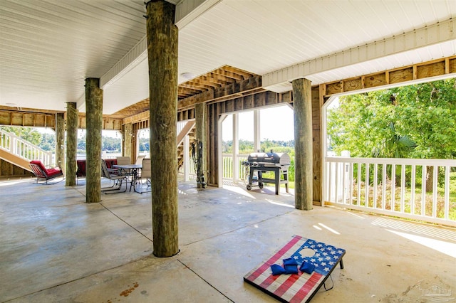 view of patio / terrace with outdoor dining space and grilling area