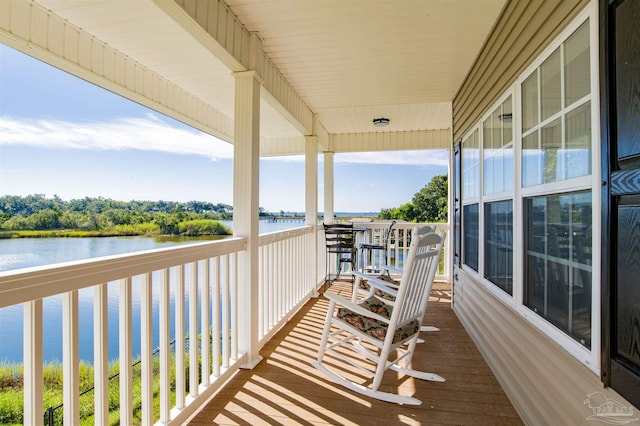 balcony with a water view