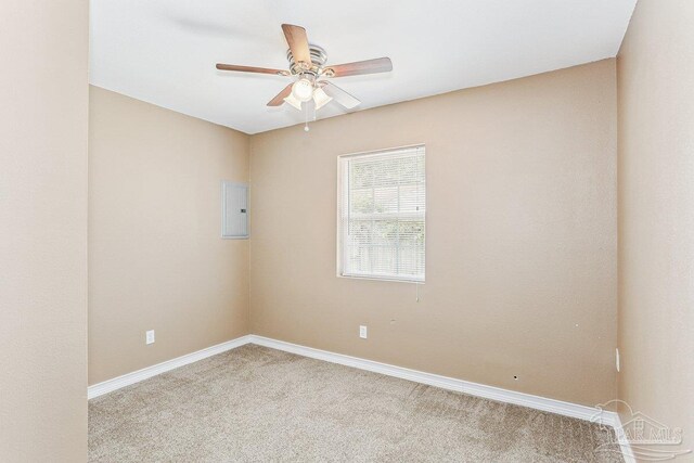 4662 Oakland Dr, Pensacola, FL 32526 - empty room with carpet, ceiling fan, and electric panel