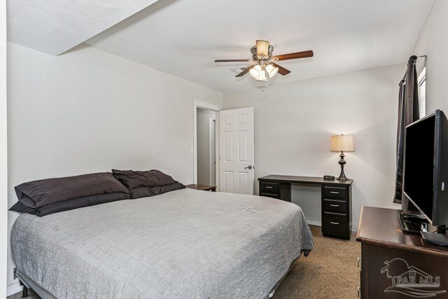 4662 Oakland Dr, Pensacola, FL 32526 - bedroom featuring light carpet and a ceiling fan