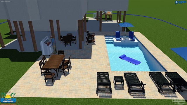 view of pool featuring a patio