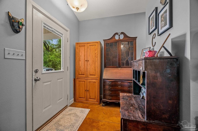 foyer with finished concrete floors
