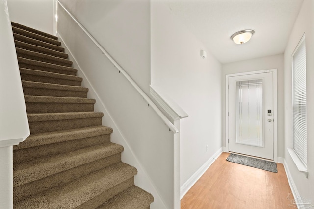 foyer with wood-type flooring